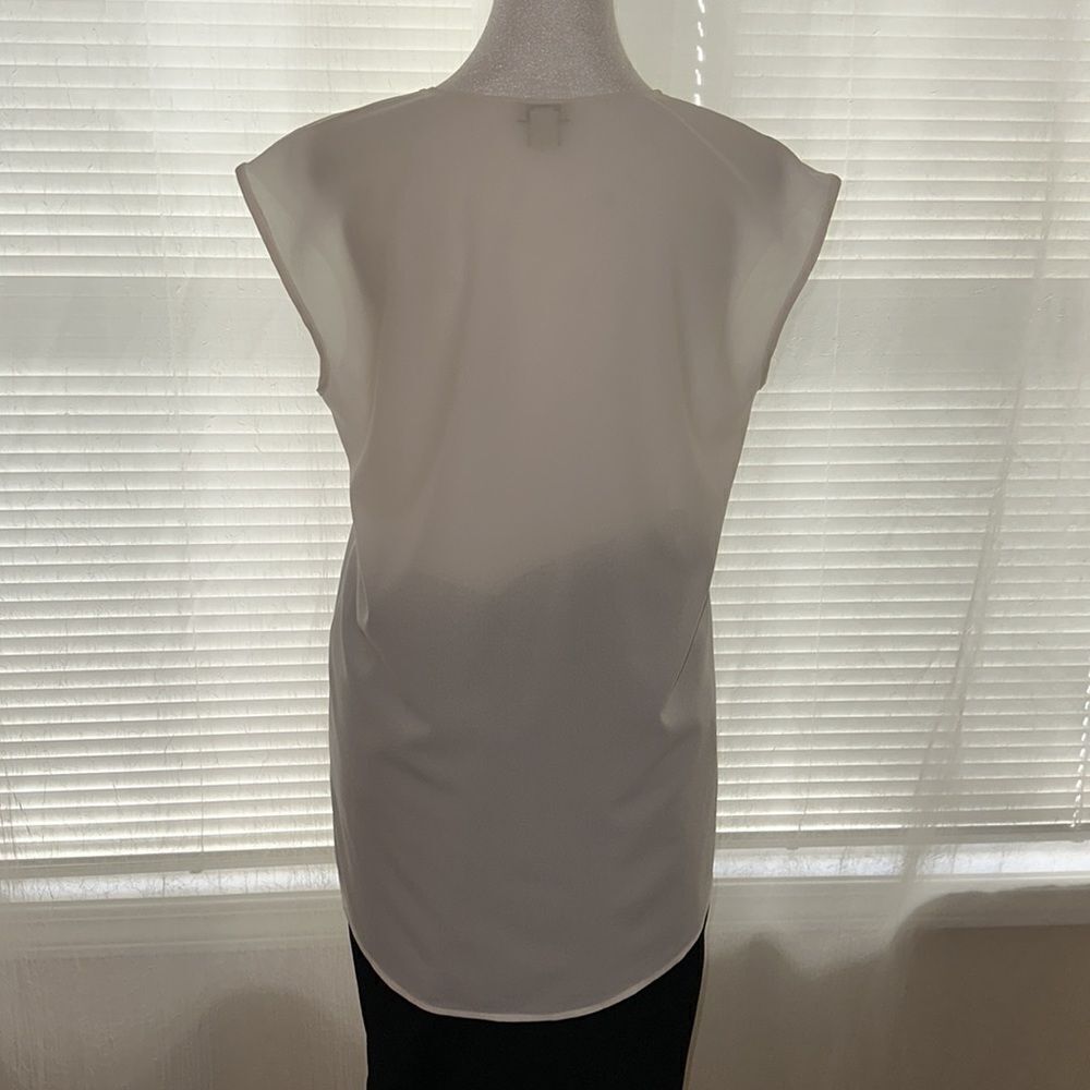 J. Crew 4 Ivory Scoop Neck Sheer Sleeveless Blouse Shell - Picture 2 of 12